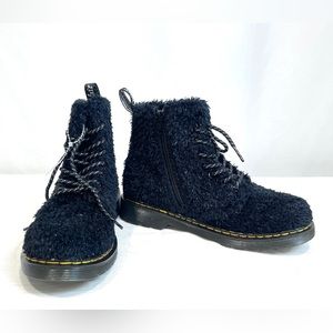 Dr Martens Jr 1460 Pascal Tinsel Fur Lace Up Chelsea Ankle Boots Sz 5 No Box New